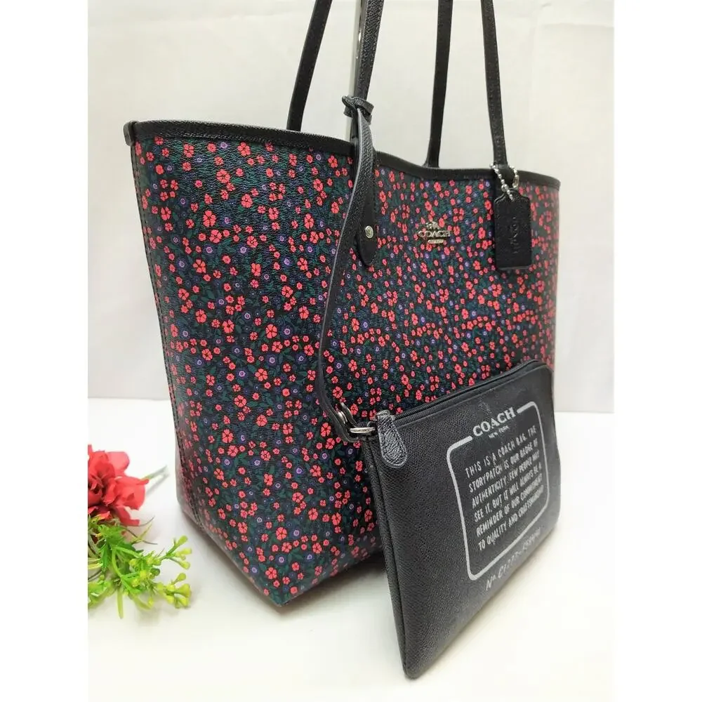Coach City Tote Reversible Multicolor Floral Tote Bag With Wallet